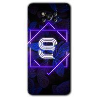 BeRa Aksesuar Poco x3 Pro Kılıf Baskılı Kapak - Dark Neon Yaprak S Harfi +Tam Kaplayan Mat Seramik