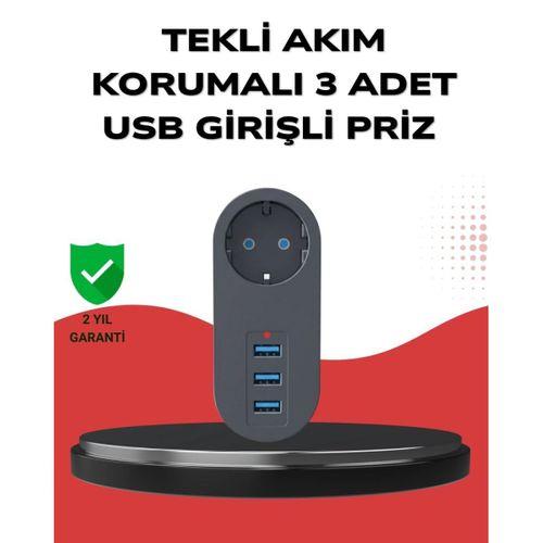 Isıya Dayanıklı 3 Usb Portlu Güvenlikli Priz – Akıllı Enerji Yönetimi