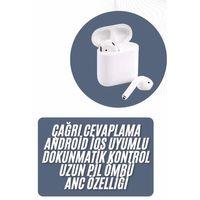 2025 Model Çağrı Cevaplayabilen Bluetooth Kulaklık Beyaz Dokunmatik Kontrol