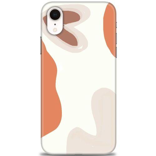 iPhone XR Kılıf HD Baskılı Kılıf - Kahve Kalp + Tam Ekran Koruyucu