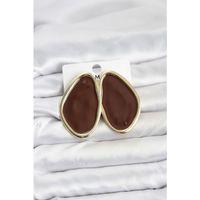 Pirinç Kahverengi Mineli Damla Model Vintage Plaka Kadın Küpe