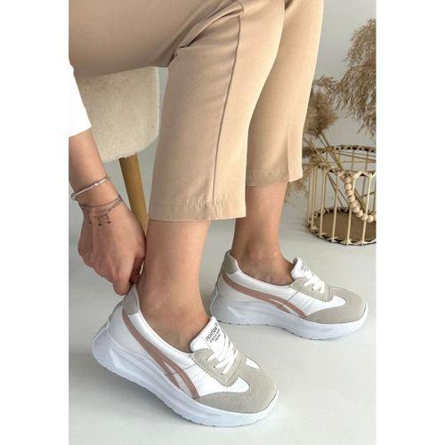 Zitta Beyaz Cilt Pudra Detaylı Spor Ayakkabı