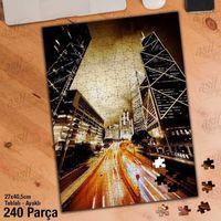Asil Hobi Yüksek Binalar - Gece - Hareketli Işık Yapboz - Ayak Destekli Çerçeveli 240 Parça Puzzle