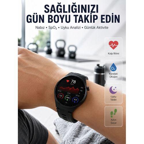 Bluetooth Konuşma Özellikli Akıllı Saat Amoled Ekran, Sağlık Takibi Ve 3 Farklı Kordon