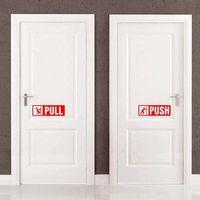 Pull-push Yazılı Dekoratif Kapı Sticker, Çıkartma Kırmızı