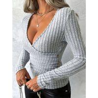 Kadın Uzun Kollu Kruvaze Yaka Yandan Düğme Detaylı şardonlu Kaşkorse Bluz