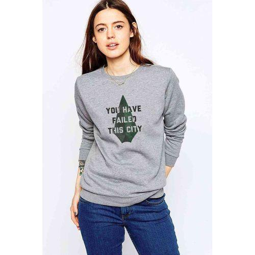 Arrow You Have Failed This City Baskılı Gri Kadın Sweatshirt