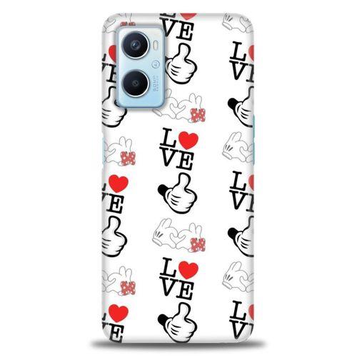 Oppo A96 4G Kılıf HD Baskılı Kılıf - Love Mickey + Tam Ekran Koruyucu