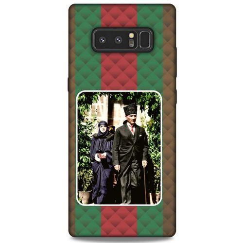 Samsung Galaxy Note 8 Kılıf Atatürk (22) Tam Koruma Kılıfı Yeşil Kırmızı
