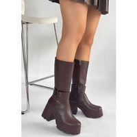 Moki Kahverengi Cilt Topuklu Çizme