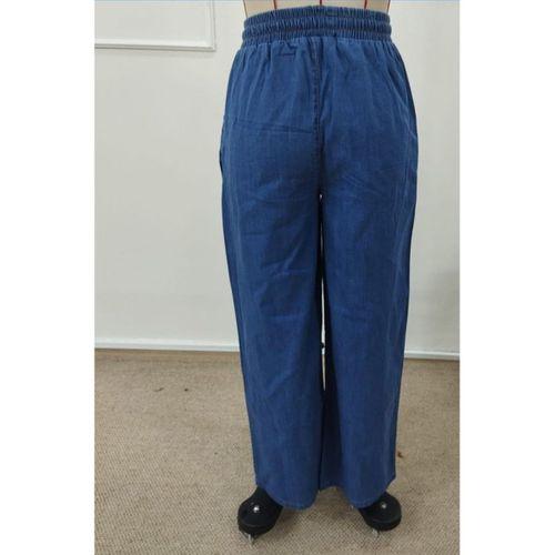 Kadın Yüksek Bel Lastikli Bağcıklı Kot Pantolon