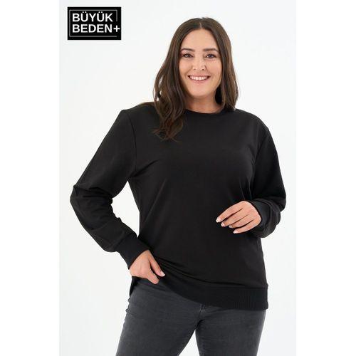 Kadın Büyük Beden Bisiklet Yaka İnce Sweatshirt – Regular Fit %64 Pamuklu SPR26BSWk956