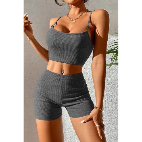Kadın Antrasit Gri Şortlu Kaşkorse Gecelik Takım