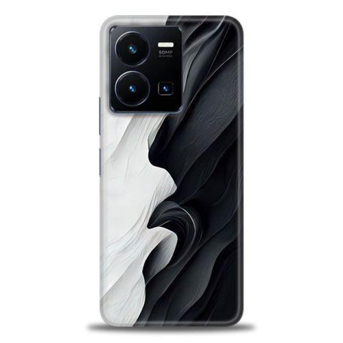 Vivo Y35 Kılıf HD Baskılı Kılıf - Black and White + Tam Ekran Koruyucu