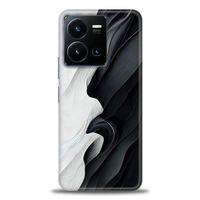 Vivo Y35 Kılıf HD Baskılı Kılıf - Black and White + Tam Ekran Koruyucu