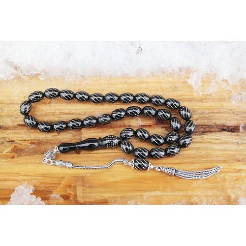 Oltu Taşı Beyzi Model Burgu İşlemeli Tespih