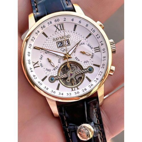 Raymond Nişan Ve Damatlara Özel Deri Kordon 2 Yıl Garantili Otomatik Erkek Kol Saati+Bileklik RMD.M3