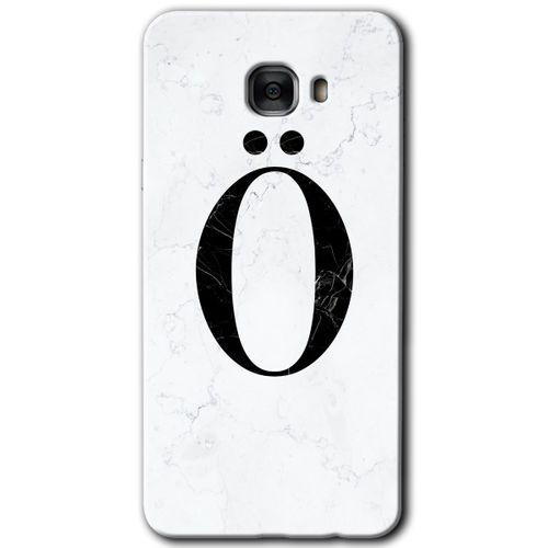 Potkal Hediye Fabrikası Samsung Galaxy C7 HD Baskılı Kılıf + 9D Tam Ekran Koruyucu - Beyaz Mermer Desenli Ö Harfi