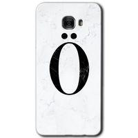 Potkal Hediye Fabrikası Samsung Galaxy C7 HD Baskılı Kılıf + 9D Tam Ekran Koruyucu - Beyaz Mermer Desenli Ö Harfi