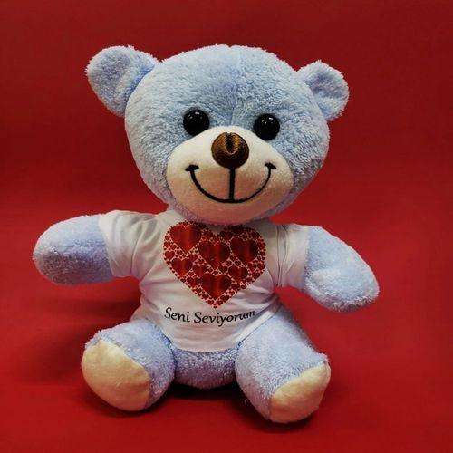 Kalpli Seni Seviyorum Yazılı Tişörtlü Peluş Ayıcık