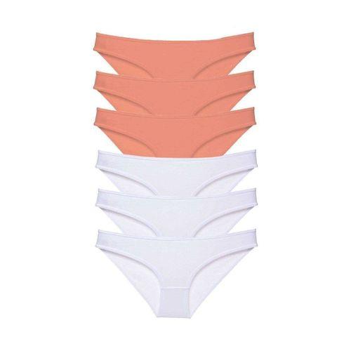 6 Adet Eko Set Likralı Kadın Slip Külot Pudra Beyaz
