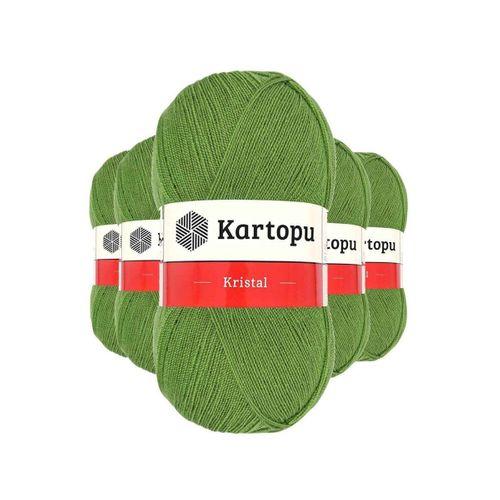 5 Adet Kristal Çift Katlı El Örgü Lif İpi Açık Yeşil K442 kartopu mudanis