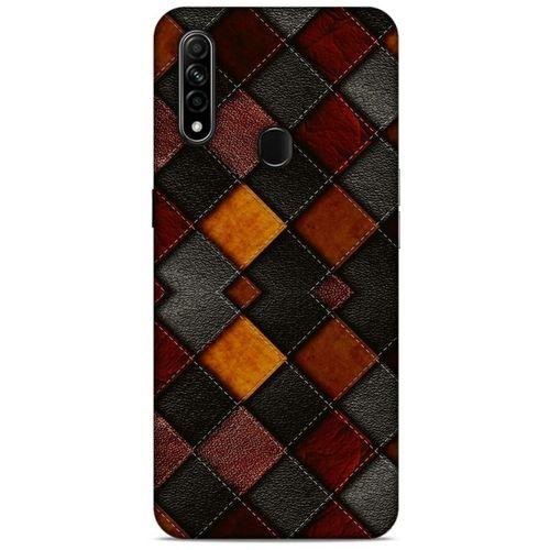 Oppo A31 Kılıf Patchwork (1) Kılıfı Kahverengi Bordo