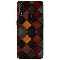 Oppo A31 Kılıf Patchwork (1) Kılıfı Kahverengi Bordo