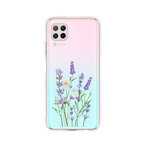 Huawei P40 Lite Lavender Desenli Premium Şeffaf Silikon Kılıf