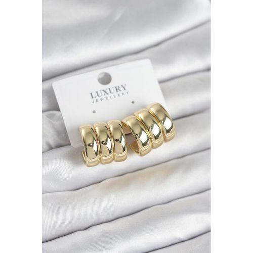 Pirinç Gold Renk Üçlü Görünüm Kadın Küpe