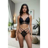 Kadın Siyah Dantel Cut-out Detaylı Şık Sütyen Ve Külot Takımı