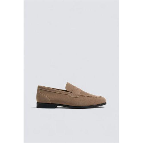 %100 Süet İnce Taban Erkek Loafer Ayakkabı - Bej