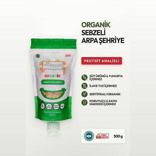Organik Sebzeli Arpa Şehriye 300gr (İlave Tuzsuz) (Vegan)