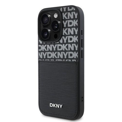 Apple iPhone 16 Pro Max Kılıf DKNY Orjinal Lisanslı Kartlıklı 3D Yazılı Repeat Texture Pattern Kapak