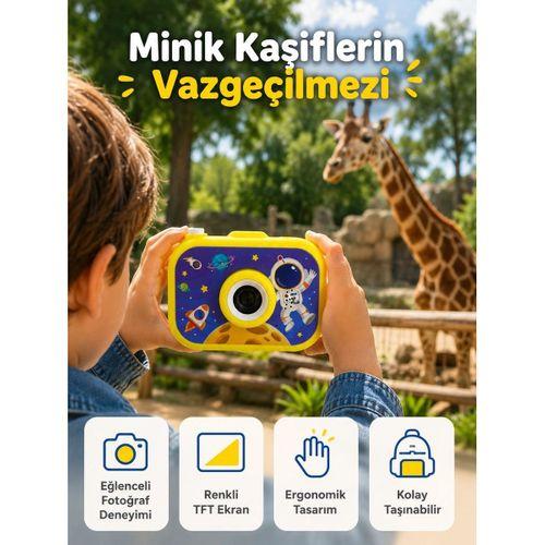 Çocuk Dijital Kamera Hd Fotoğraf Ve Video Çekimi 2 0 İnç Tft Ekran Type-c Mini Tripodlu