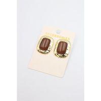 Taşlı Metal Küpe - Kahverengi