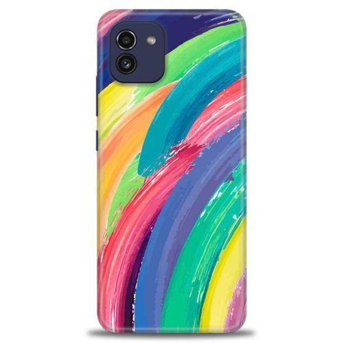 Samsung Galaxy A03 Kılıf HD Baskılı Kılıf - Rengarenk + Tam Ekran Koruyucu
