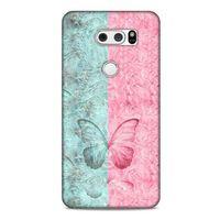 LG K40S Kılıf Kelebek Etkisi (30) Silicone Case Turkuaz Pembe