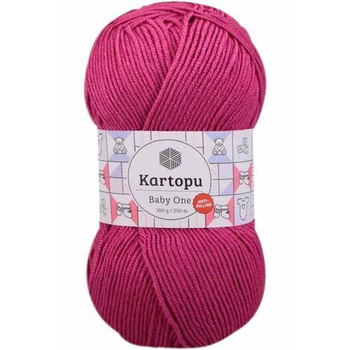 1 Adet Baby One Tüylenmeyen El Örgü İpi Yünü Fuşya K245