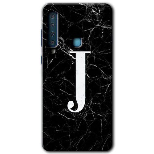 Galaxy A9 2018 Kılıf HD Desen Baskılı Arka Kapak - Siyah Mermer Desenli J Harfi
