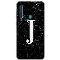 Galaxy A9 2018 Kılıf HD Desen Baskılı Arka Kapak - Siyah Mermer Desenli J Harfi