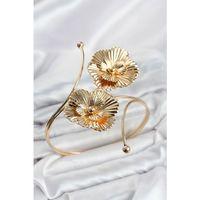 Pazu Bileklik Gold Renk Pirinç Çiçek Model