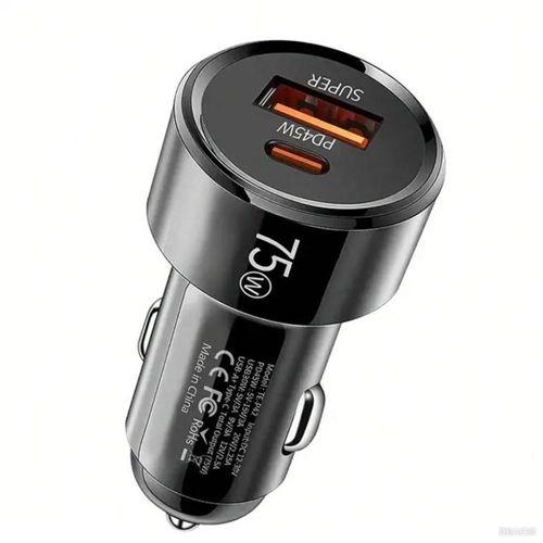 Zhltools 75W 2 Portlu USB Araç Şarj Cihazı Usb-C + Usb+A