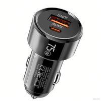Zhltools 75W 2 Portlu USB Araç Şarj Cihazı Usb-C + Usb+A