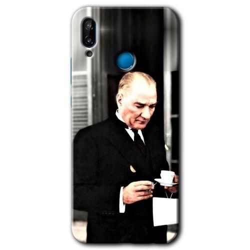Potkal Hediye Fabrikası Huawei P20 Lite Kılıf HD Desen Baskılı Arka Kapak - Atatürk Türk Kahvesi