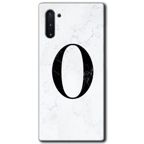 Potkal Hediye Fabrikası Samsung Galaxy Note 10 Kılıf HD Desen Baskılı Arka Kapak - Beyaz Mermer Desenli O Harfi