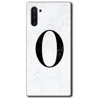 Potkal Hediye Fabrikası Samsung Galaxy Note 10 Kılıf HD Desen Baskılı Arka Kapak - Beyaz Mermer Desenli O Harfi