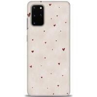 Samsung Galaxy S20 Plus Kılıf HD Baskılı Kılıf - Kahve Kalpler + Tam Ekran Koruyucu