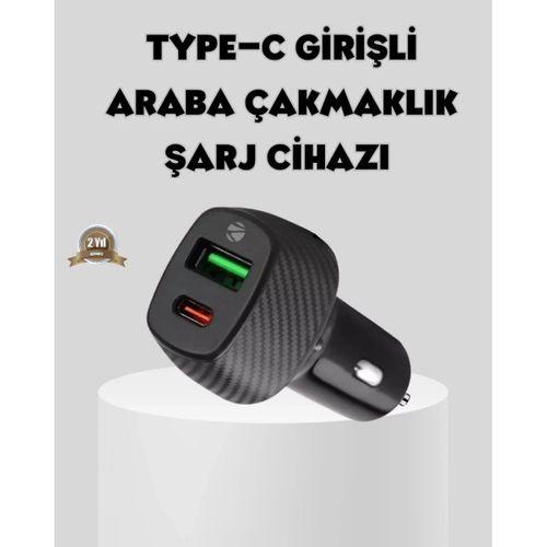 Araç Tipi Hızlı Şarj Adaptörü Type-c Pd Usb Çift Port Kompakt