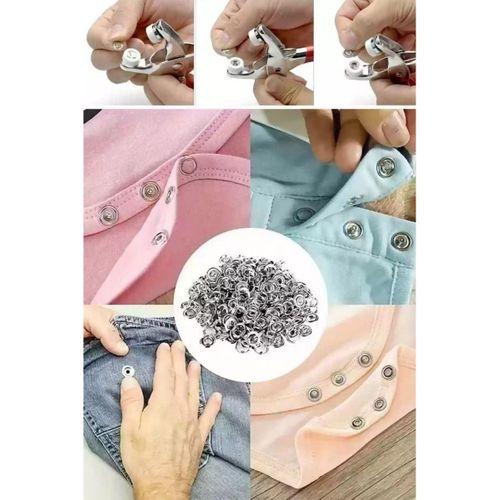 Zhltools 100 adet Paslanmaz Çelik Çıtçıt ve Pense Seti Metal Çıt Çıt Makinesi